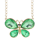 Green Butterfly Gemstone Charm Chain Necklace
