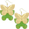 Green Metal Butterfly Dangle Earrings