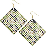 Green Extra Large Camo Cutout Earrings