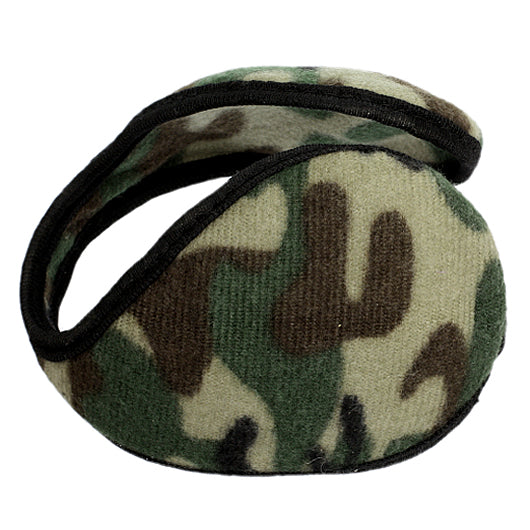 Green Camo Fleece Unisex Coil EarMuffs Warmers