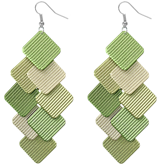 Green Cascade Layered Dangle Earrings