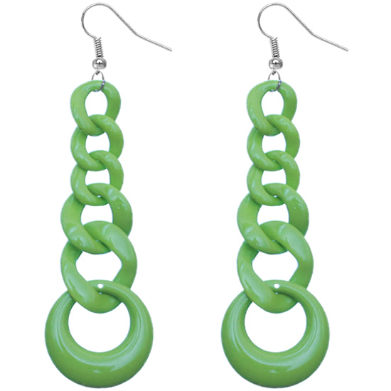 Green Gradual Chain Link Earrings