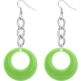 Green Chain Link Drop Hoop Earrings