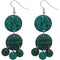 Teal Blue Coconut Round Disc Earrings