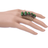 Green Beaded Coil Wrap Ring
