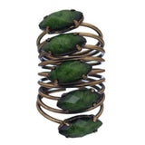 Green Beaded Coil Wrap Ring