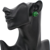 Green Cracked Pattern Post Earrings