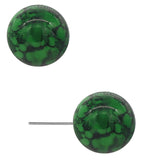 Green Cracked Pattern Post Earrings