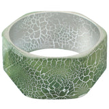 Green Cracked Texture Hexagon Bangle Bracelet