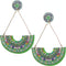 Green Crescent Triangular Shape Post Earrings