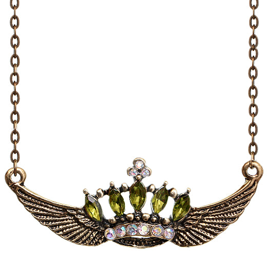 Green Crown Double Wing Chain Necklace