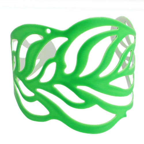 Green Cutout Leaf Cuff Bracelet
