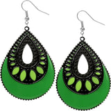 Green Open Teardrop Earrings