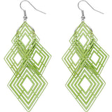Green Diamond Shaped Dangle Earrings
