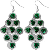 Green Flat Disc Floral Dangle Earrings