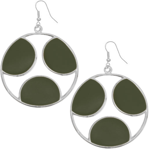Green Oval Cutout Polka Dot Dangle Earrings