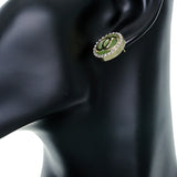 Green Double Circle Rhinestone Post Earrings