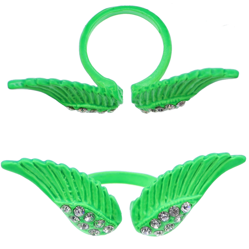 Green Double Angel Wing Cuff Ring