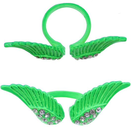 Green Double Angel Wing Cuff Ring