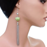 Green Multi Chain Drop Earrings