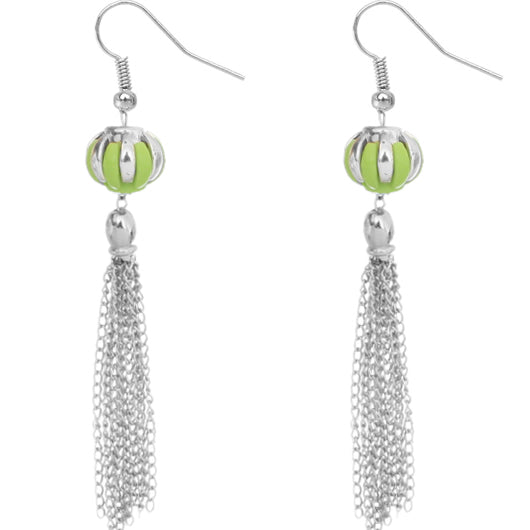 Green Multi Chain Drop Earrings