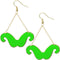 Green Drop Chain Mustache Dangle Earrings