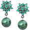 Green Elegant Faux Pearl Gemstone Earrings