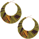 Green Fabric Wrapped Hoop Earrings
