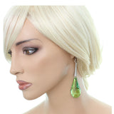 Green Faceted Faux Crystal Drop Earrings