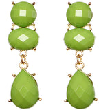 Green Elegant Faceted Teardrop Post Earrings