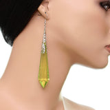 Green Faux Crystal Pointy Earrings