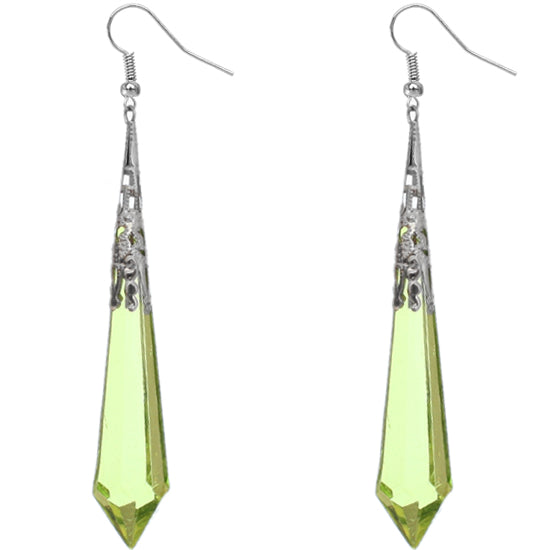 Green Faux Crystal Pointy Earrings