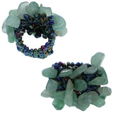Green Faux Crystal Seed Bead Elastic Ring