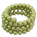 Green Faux Pearl Coil Wrap Bracelet