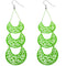 Green Crescent Long Chain Earrings
