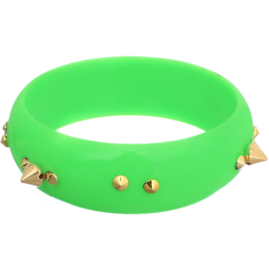 Green Pointy Spike Round Bangle Bracelet