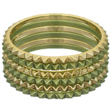 Green Two-Tone Spike Stacked Bracelet