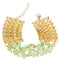 Green Goldtone Beaded Chain Link Bracelet