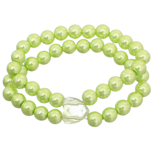 Green Heart Beaded Stretch Bracelet