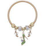 Green Fireball High Heel Shoe Charm Stretch Bracelet