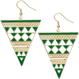 Green Inverted Cutout Triangle Earrings