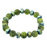 Green Iridescent Beaded Stretch Bracelet Earrings Set