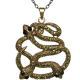 Green Gold Snake Charm Necklace