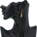 Green Iridescent Pointed Teardrop Mini Dangle Earrings