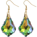 Green Iridescent Pointed Teardrop Mini Dangle Earrings