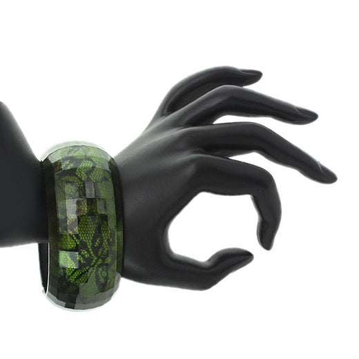 Green Lace Textured Hinged Bracelet