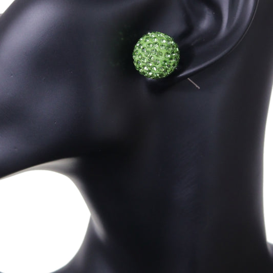 Green Large Fireball Stud Earrings