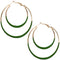 Green Double Layered Hoop Earrings
