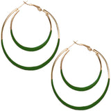 Green Double Layered Hoop Earrings