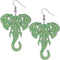 Green Large Elephant Trunk Wooden Earrings